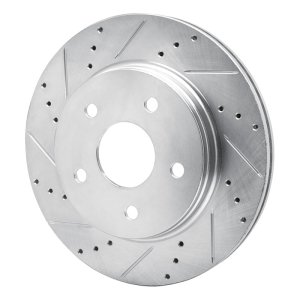 Jeep J8 Brake Rotor (1) - Front Left - R1 Concepts - Drilled & Slotted - Silver - `08-`12